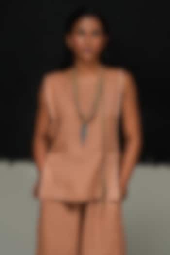 Rust Handwoven Linen Top by Urvashi Kaur at Pernia's Pop Up Shop