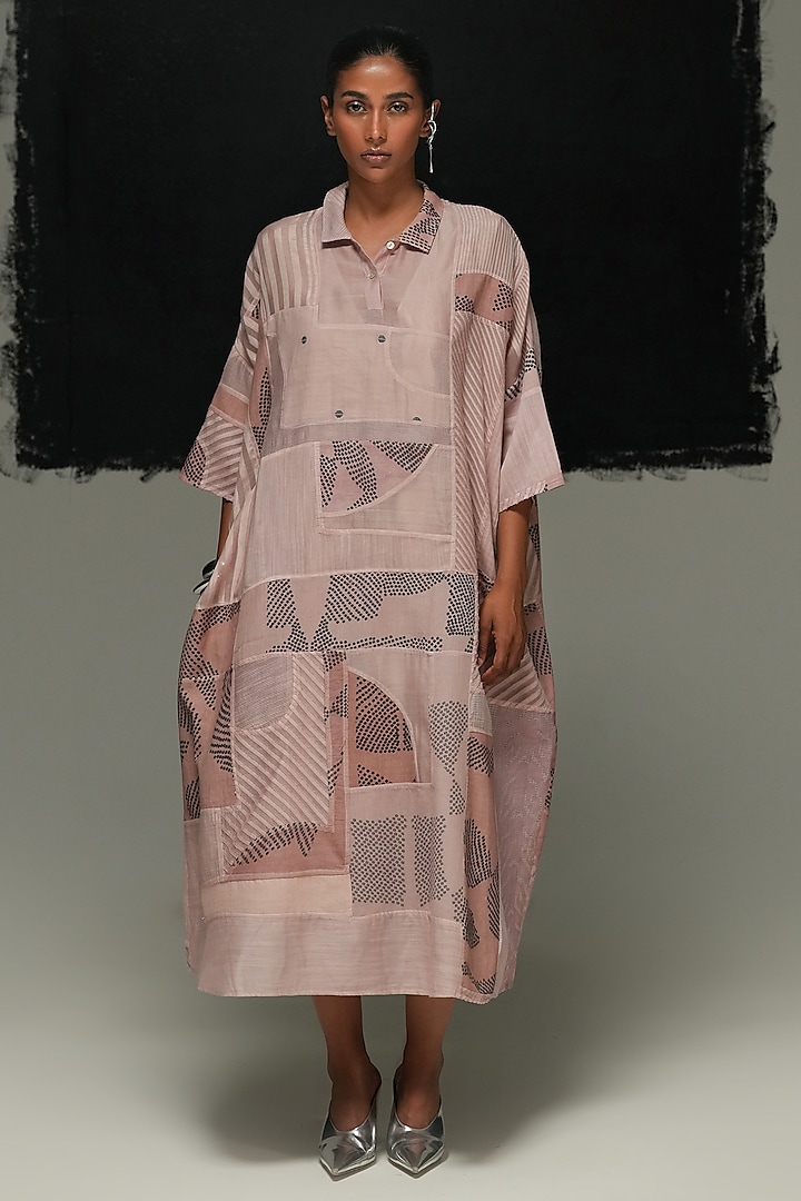 Dusty Pink Zero Waste Fabric Midi Cocktail Dress by Urvashi Kaur at Pernia's Pop Up Shop