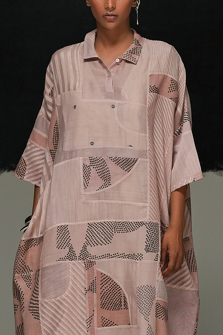 Dusty Pink Zero Waste Fabric Midi Cocktail Dress by Urvashi Kaur at Pernia's Pop Up Shop