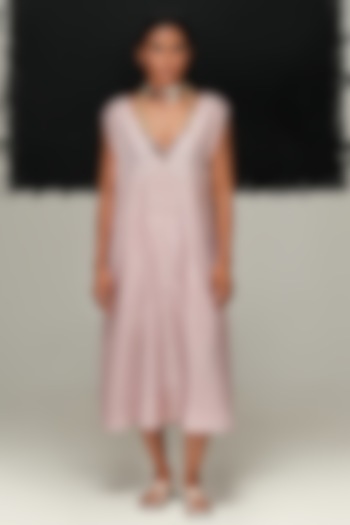 Dusty Pink Mulberry Silk Midi Summer Dress by Urvashi Kaur at Pernia's Pop Up Shop