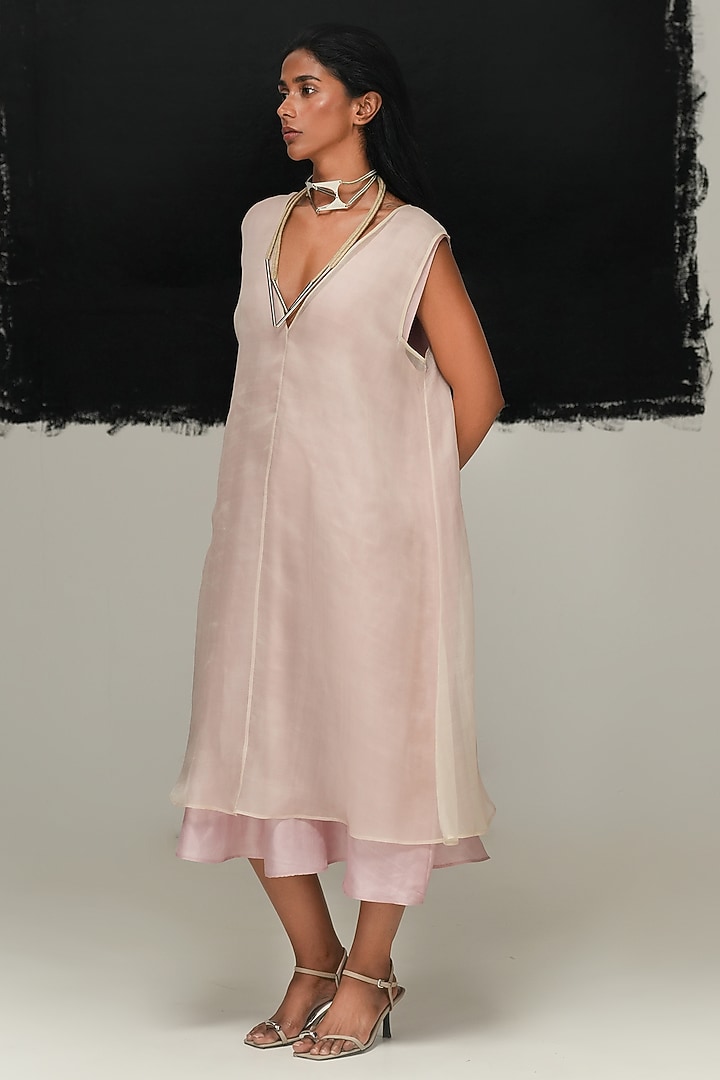 Dusty Pink Mulberry Silk Midi Summer Dress by Urvashi Kaur at Pernia's Pop Up Shop
