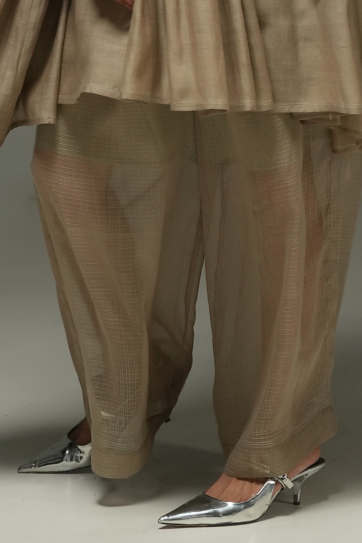 Warm Grey Kota Cotton Pants by Urvashi Kaur at Pernia's Pop Up Shop