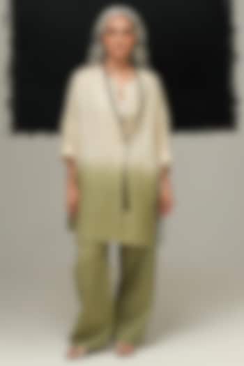 Sage Green Ramie Linen Pants by Urvashi Kaur at Pernia's Pop Up Shop