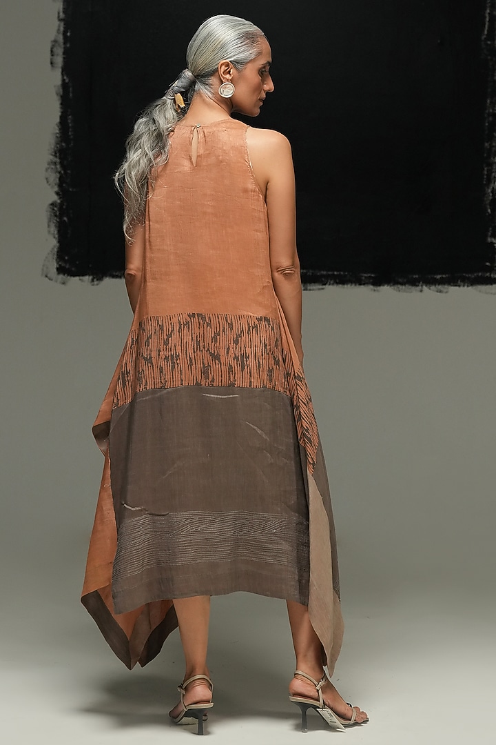 Multi-Colored Handwoven Linen Block Printed Vacation Dress by Urvashi Kaur at Pernia's Pop Up Shop