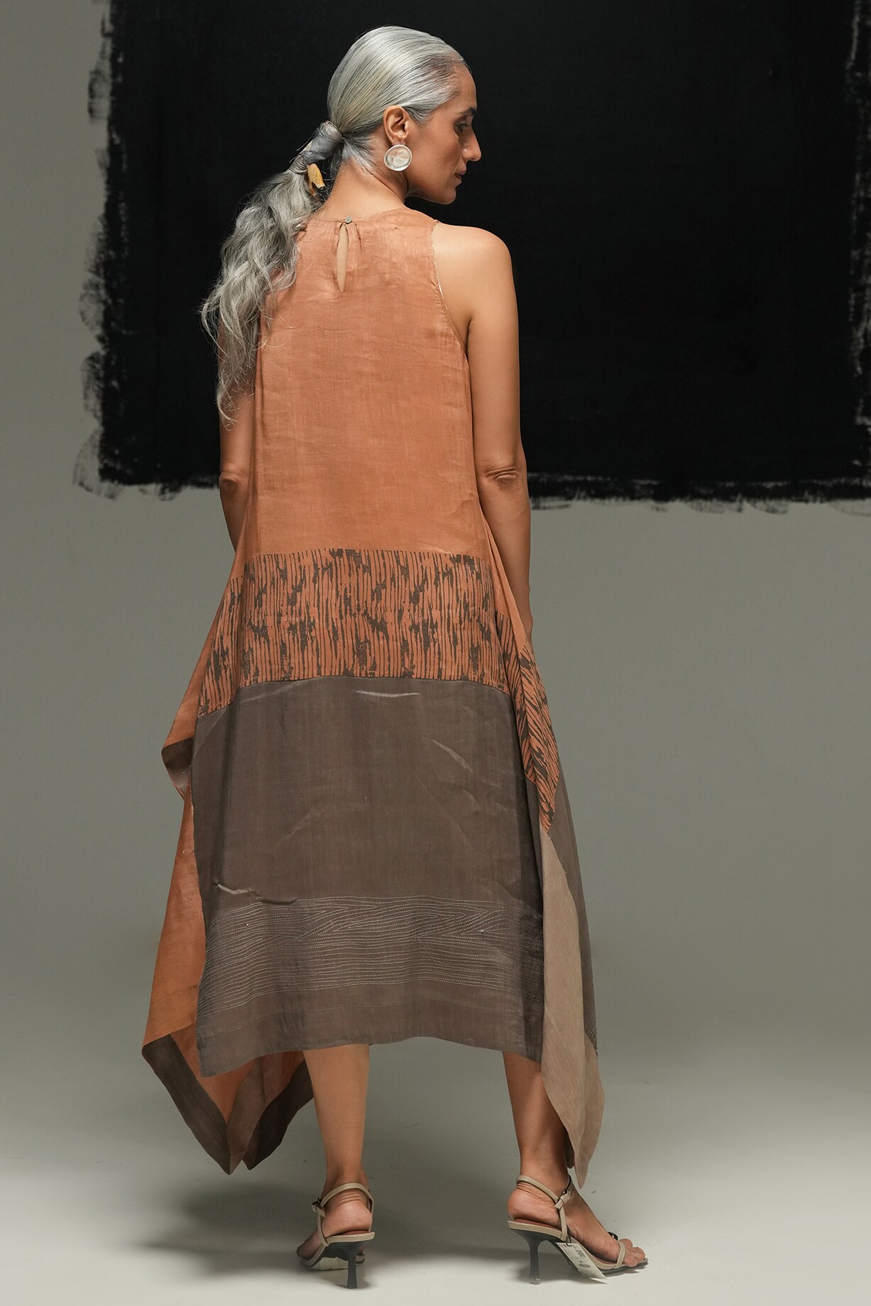 Multi-Colored Handwoven Linen Block Printed Vacation Dress by Urvashi Kaur  at Pernia's Pop Up Shop 2026