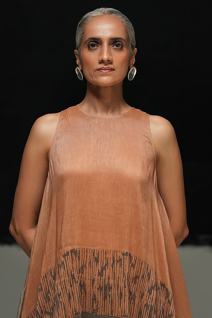 Multi-Colored Handwoven Linen Block Printed Vacation Dress by Urvashi Kaur at Pernia's Pop Up Shop