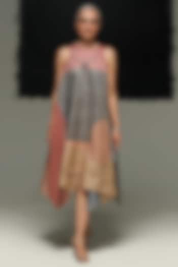 Multi-Colored Handwoven Linen Block Printed Midi Vacation Dress by Urvashi Kaur at Pernia's Pop Up Shop