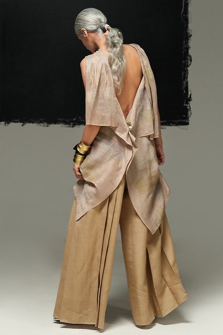 Steel Grey Ramie Linen Pants by Urvashi Kaur at Pernia's Pop Up Shop