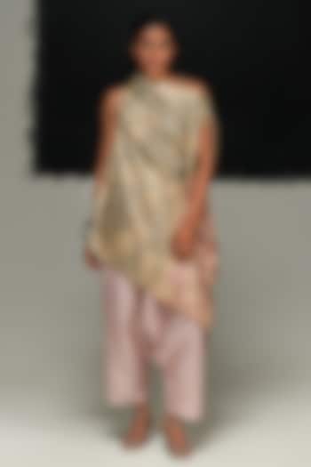 Multi-Colored Ombre Handwoven Tussar Silk Top by Urvashi Kaur at Pernia's Pop Up Shop