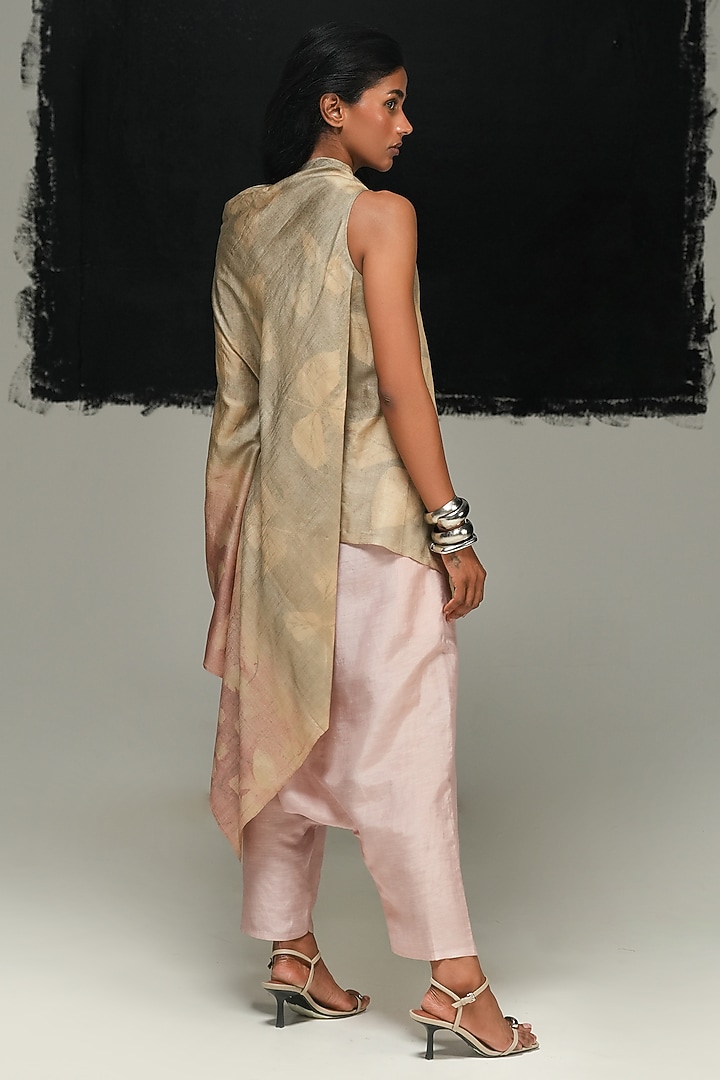 Multi-Colored Ombre Handwoven Tussar Silk Top by Urvashi Kaur at Pernia's Pop Up Shop