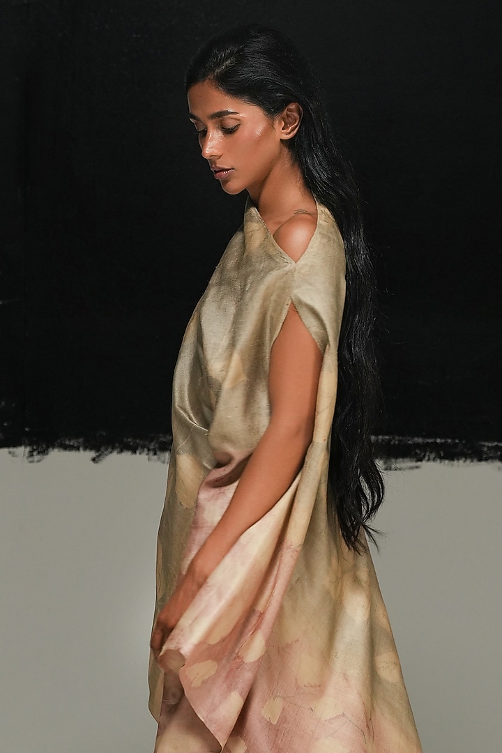 Multi-Colored Ombre Handwoven Tussar Silk Top by Urvashi Kaur at Pernia's Pop Up Shop