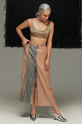 Multi-Colored Tussar Silk Pants by Urvashi Kaur