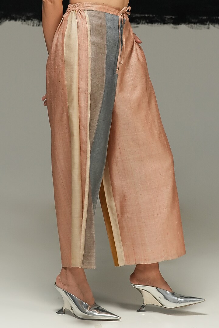 Multi-Colored Tussar Silk Pants by Urvashi Kaur at Pernia's Pop Up Shop