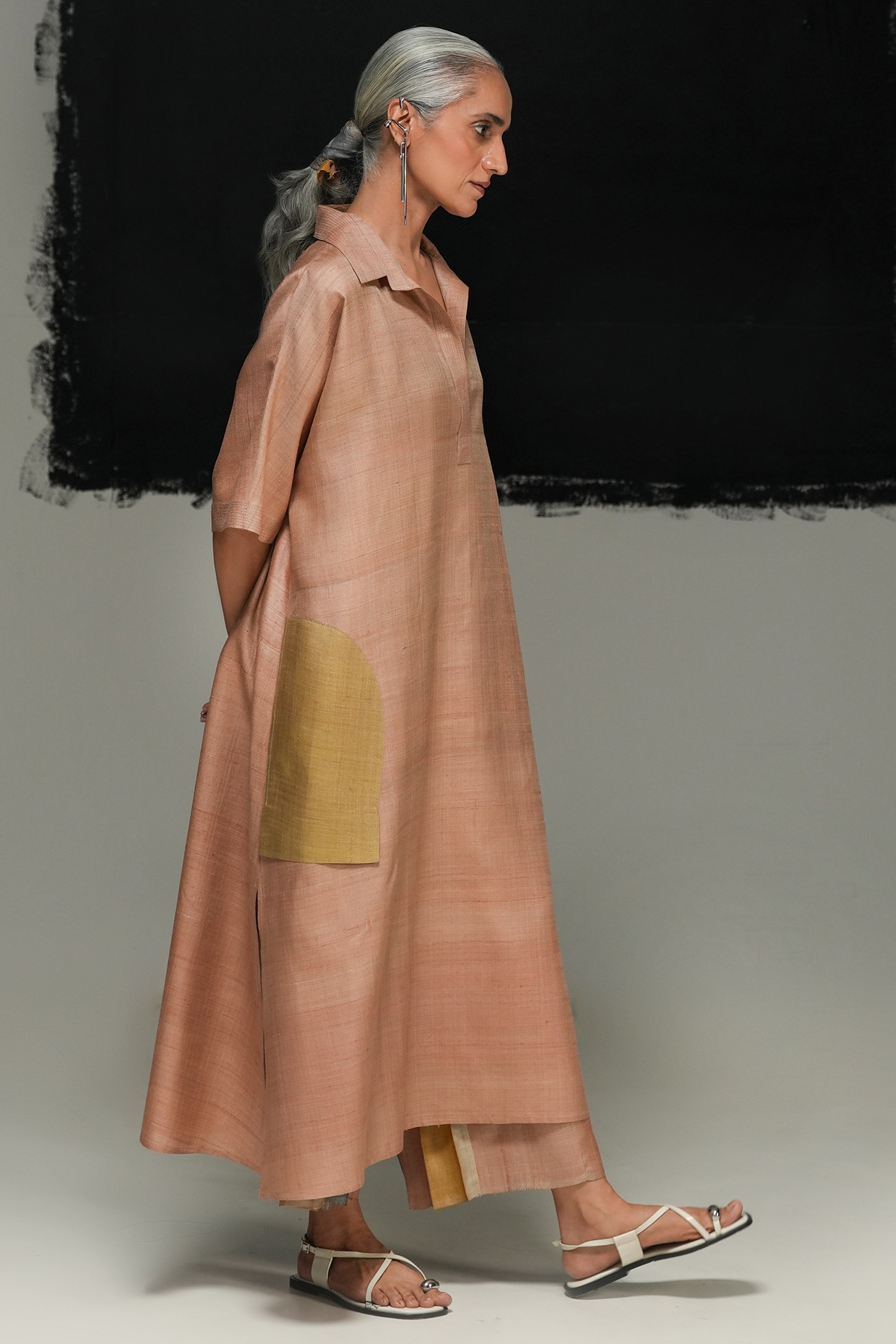 chinese dress ladies Vintage Harmony Ramie Linen Tunic Dress – COANDMI STUDIO ES main image 1
