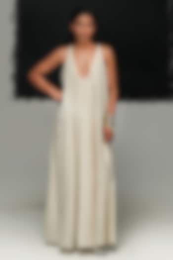 Shell-Colored Cotton SIlk Panelled Vacation Dress by Urvashi Kaur at Pernia's Pop Up Shop