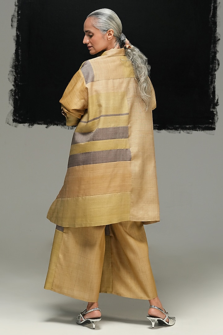 Multi-Colored Tussar Shirt by Urvashi Kaur at Pernia's Pop Up Shop