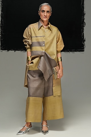 Multi-Colored Ramie Linen Pants by Urvashi Kaur