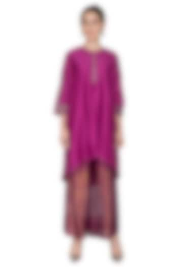 Fuchsia Embellished Oversized Tunic by Urvashi Kaur