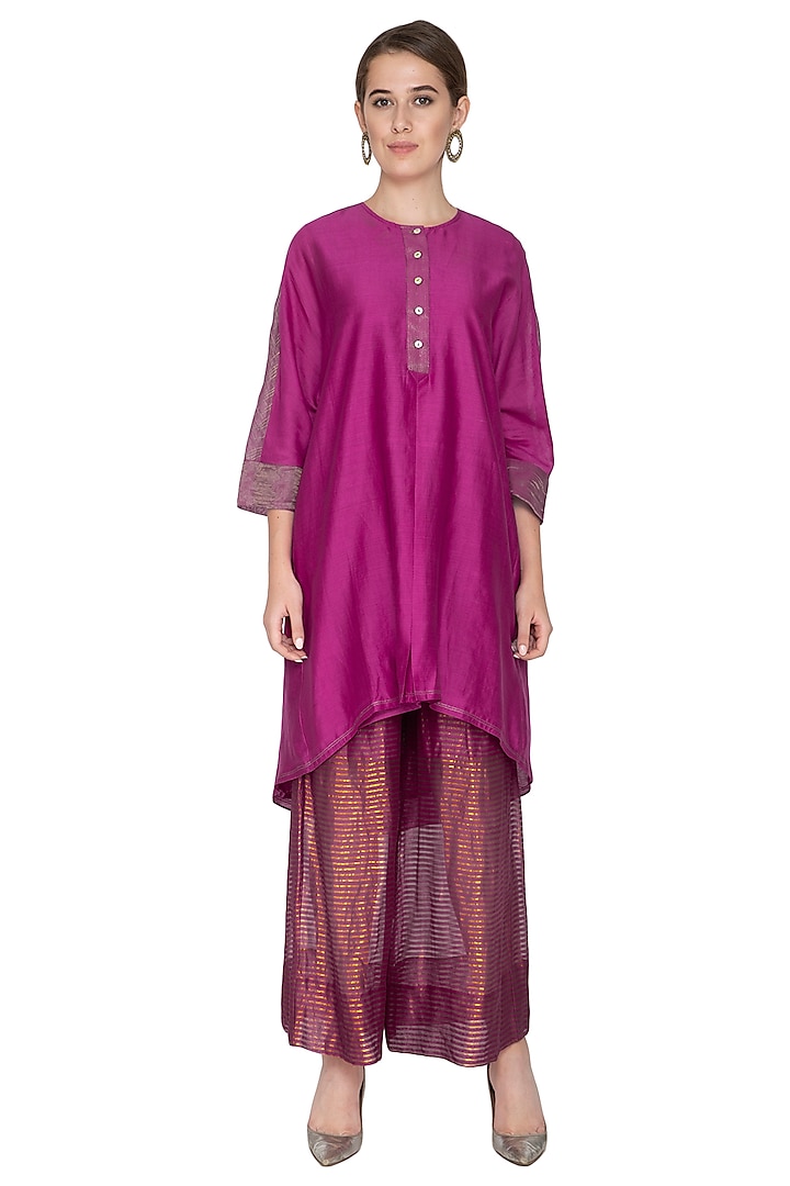 Fuchsia Embellished Oversized Tunic by Urvashi Kaur