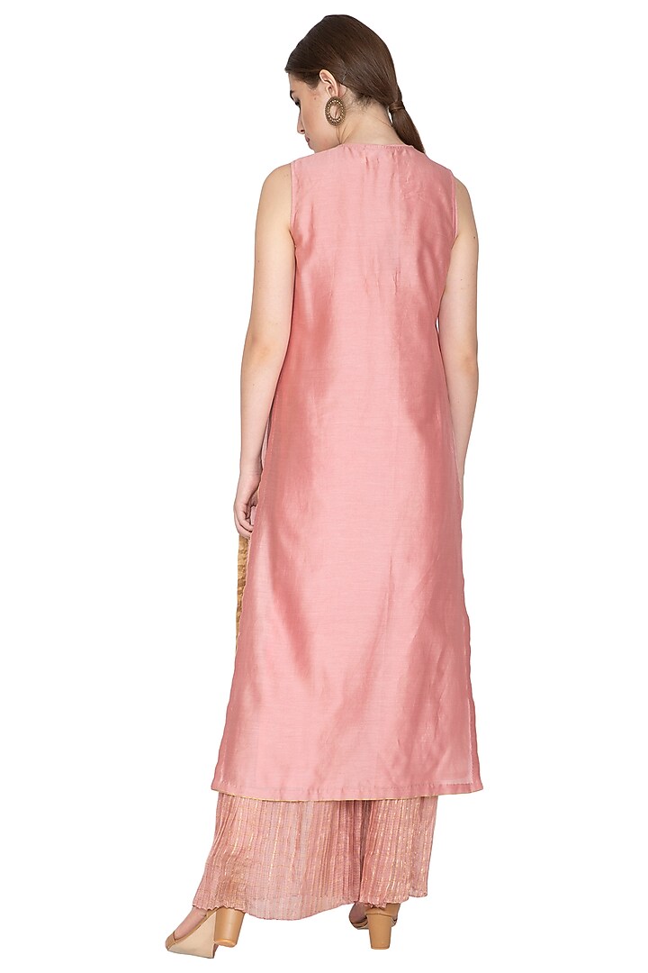 Pink Sleeveless Woven Tunic by Urvashi Kaur at Pernia's Pop Up Shop