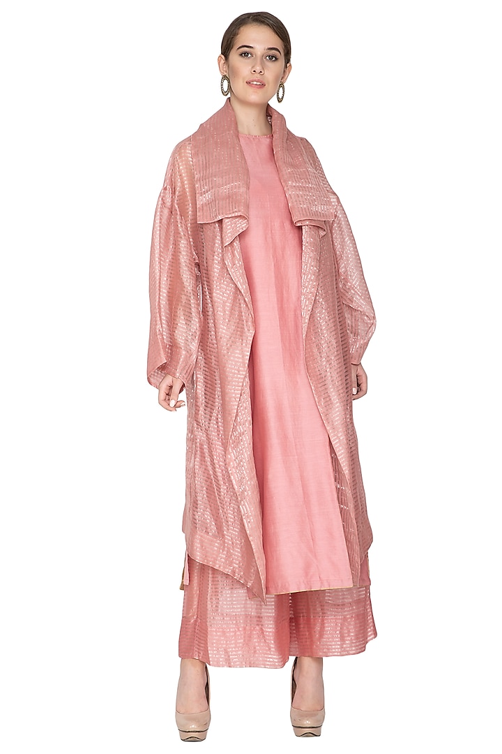 Pink Zari Embellished Shrug Jacket by Urvashi Kaur