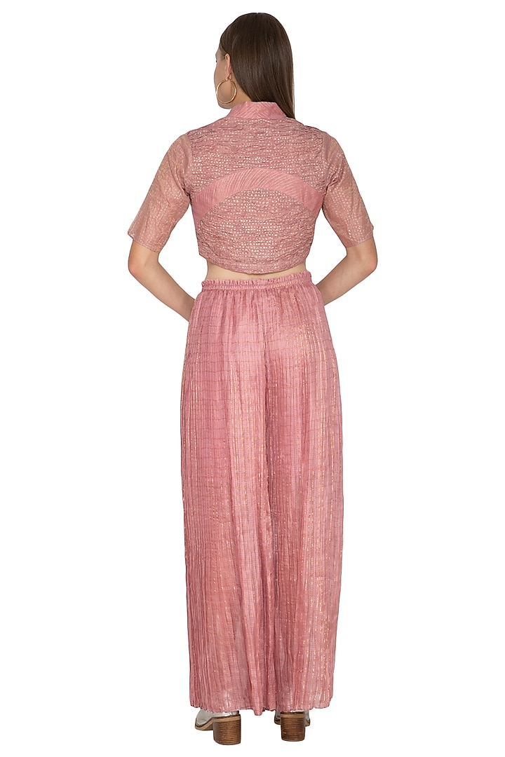Blush Pink Kota Silk Blouse by Urvashi Kaur at Pernia's Pop Up Shop