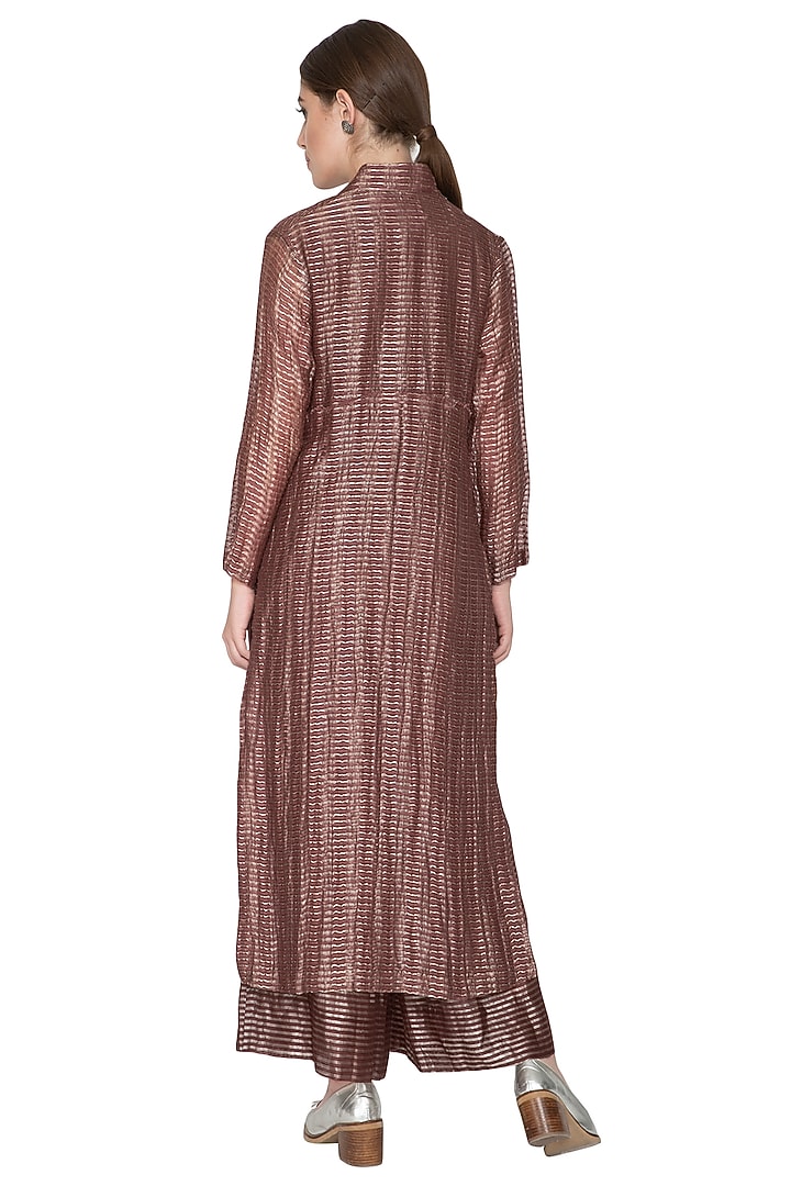Chocolate Brown Embellished Jacket by Urvashi Kaur at Pernia's Pop Up Shop