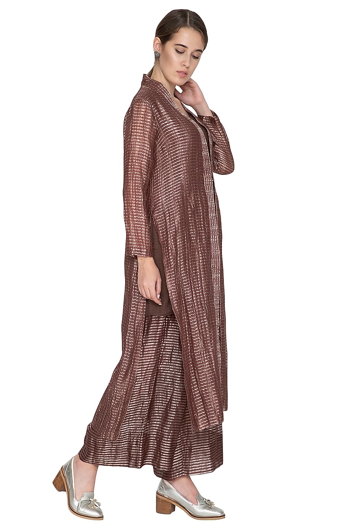 Chocolate Brown Embellished Jacket by Urvashi Kaur at Pernia's Pop Up Shop