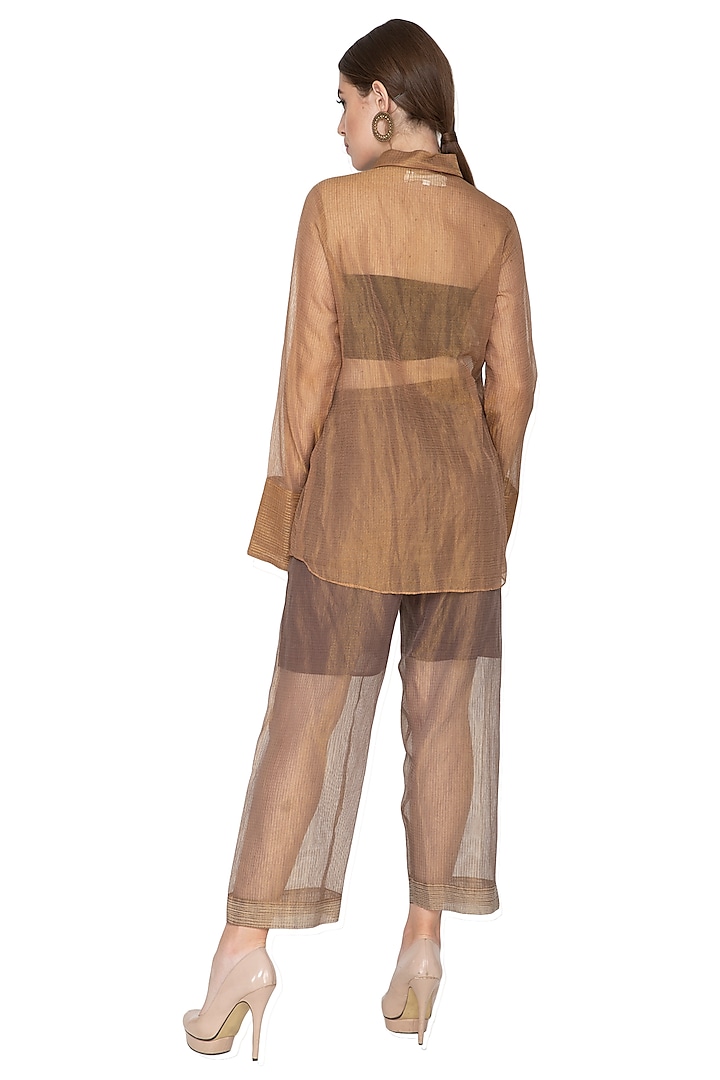 Peach Tissue Silk Shirt by Urvashi Kaur at Pernia's Pop Up Shop