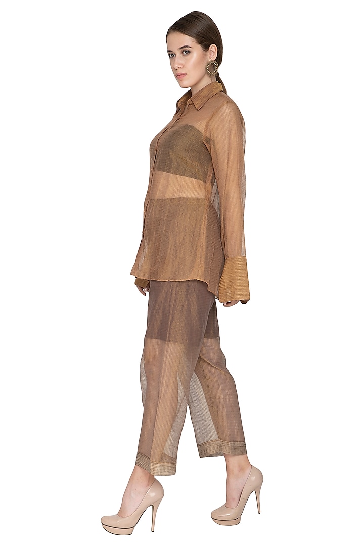 Peach Tissue Silk Shirt by Urvashi Kaur at Pernia's Pop Up Shop