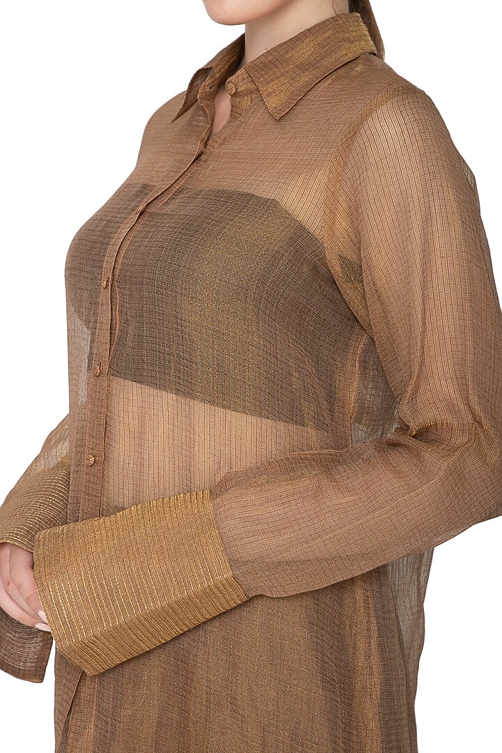 Peach Tissue Silk Shirt by Urvashi Kaur at Pernia's Pop Up Shop