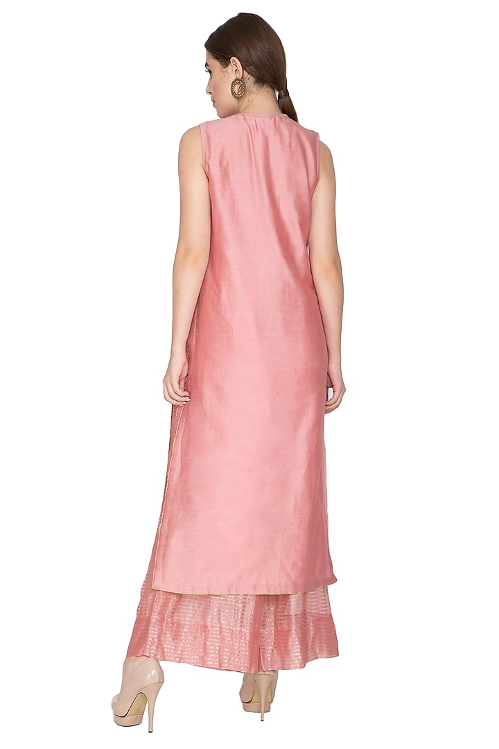 Pink Zari Embellished Palazzo Pants by Urvashi Kaur at Pernia's Pop Up Shop