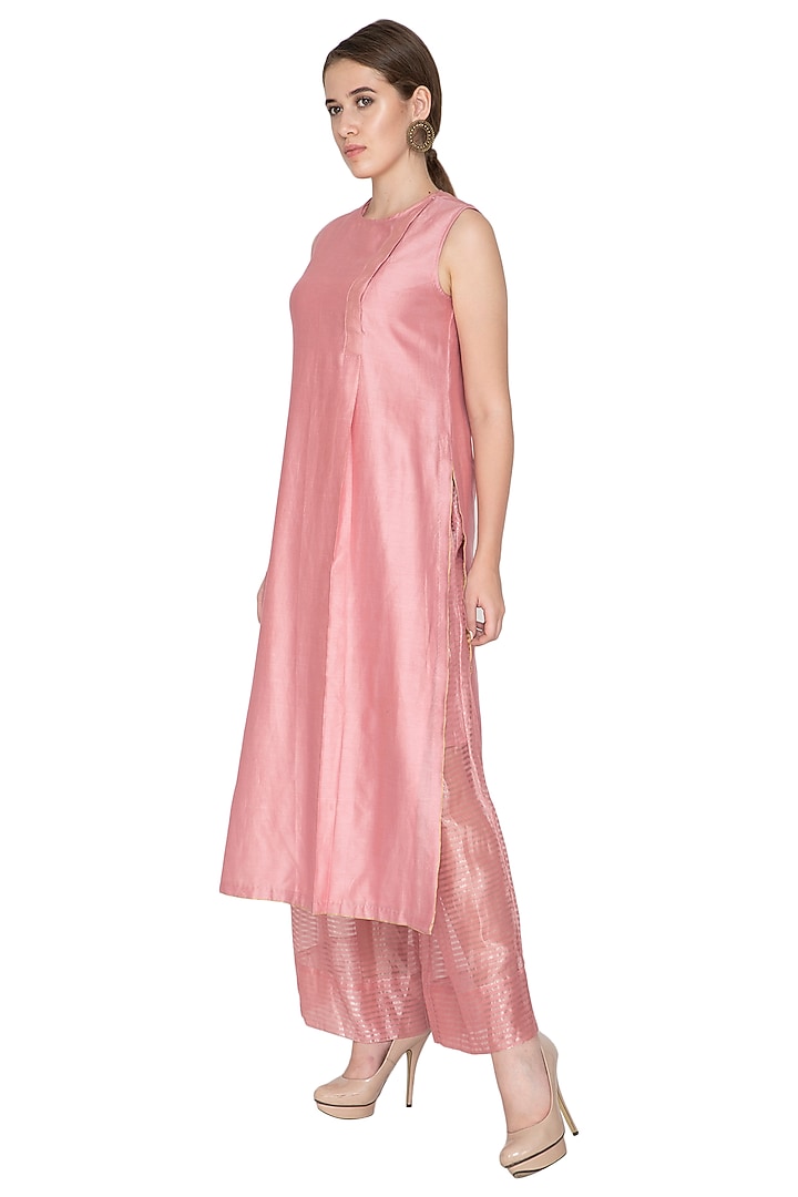 Pink Zari Embellished Palazzo Pants by Urvashi Kaur at Pernia's Pop Up Shop