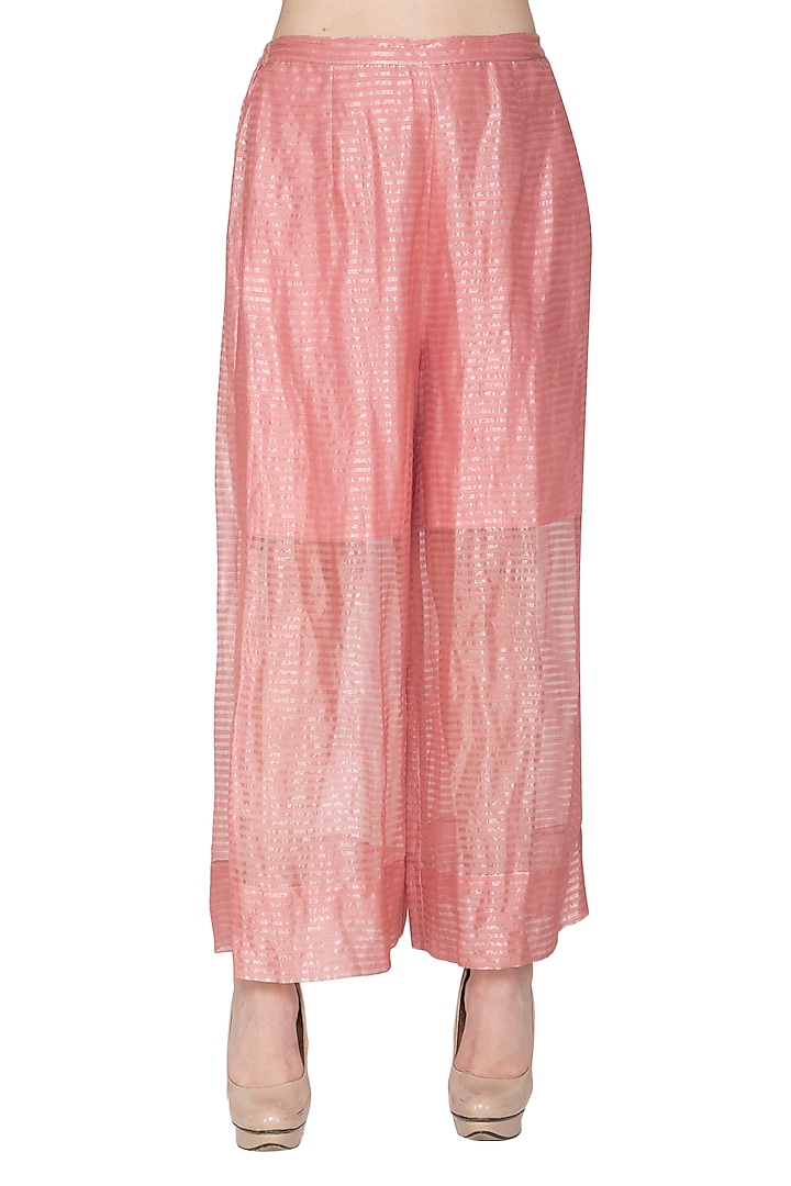 Pink Zari Embellished Palazzo Pants by Urvashi Kaur at Pernia's Pop Up Shop