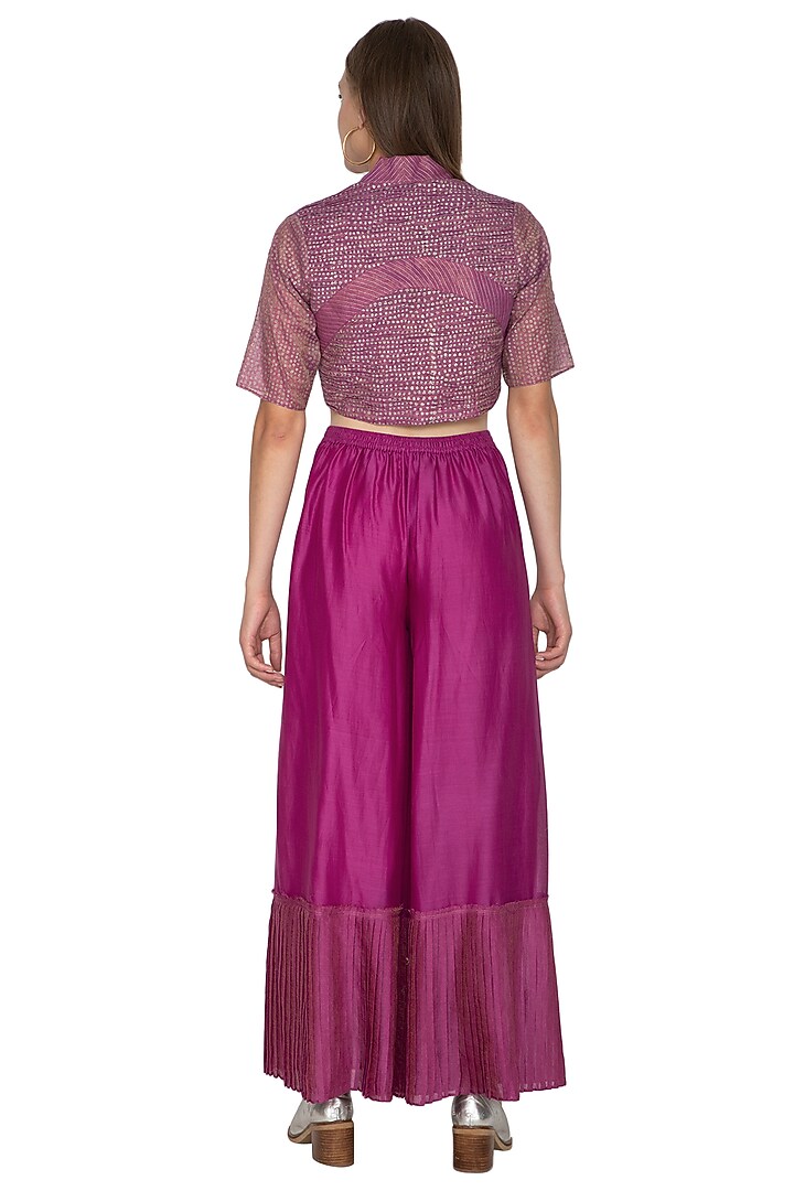 Fuchsia Kota Silk Woven Blouse by Urvashi Kaur at Pernia's Pop Up Shop