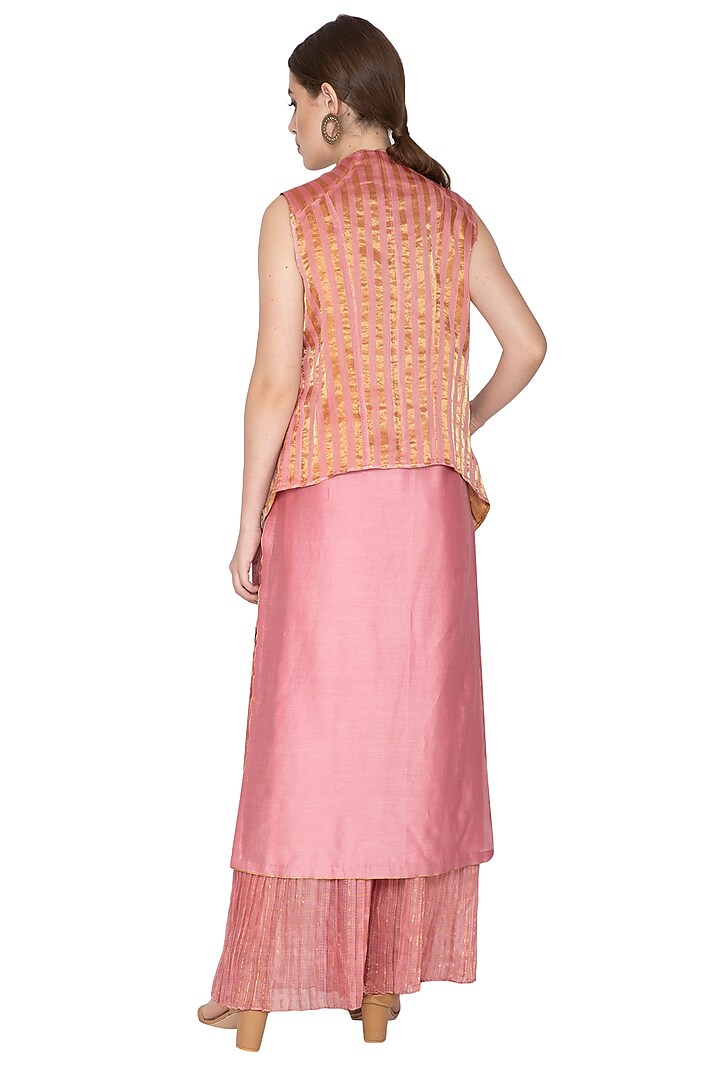 Pink & Gold Reversible Jacket by Urvashi Kaur at Pernia's Pop Up Shop