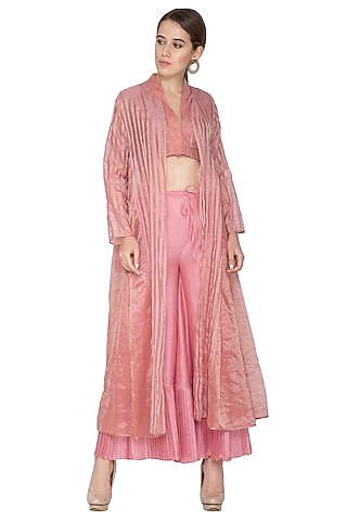Pink Tissue Zari & Chanderi Jacket by Urvashi Kaur