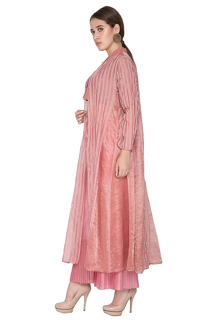 Pink Tissue Zari & Chanderi Jacket by Urvashi Kaur at Pernia's Pop Up Shop