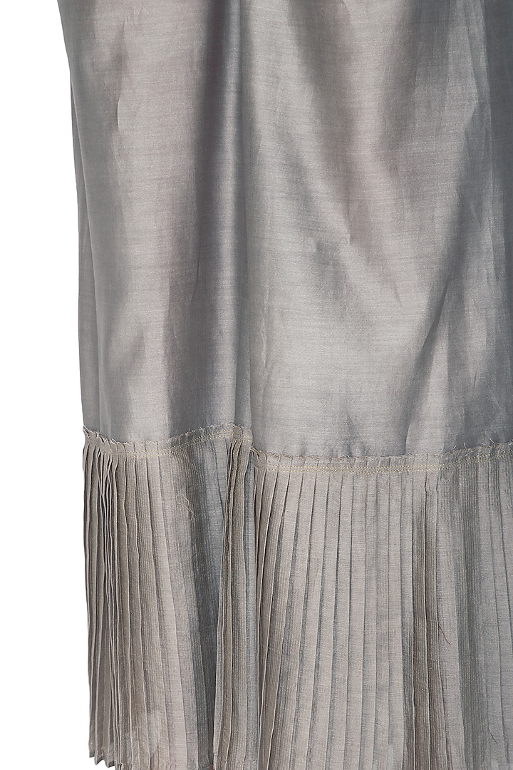 Grey Chanderi Silk Pleated Pants by Urvashi Kaur at Pernia's Pop Up Shop