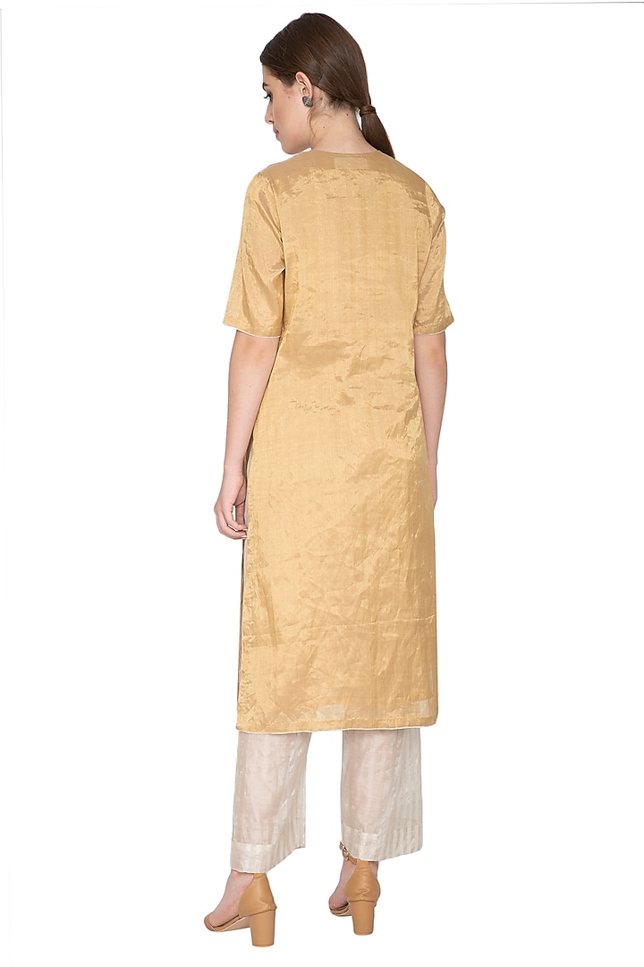 Grey Stripe Tissue Silk Pants by Urvashi Kaur at Pernia's Pop Up Shop