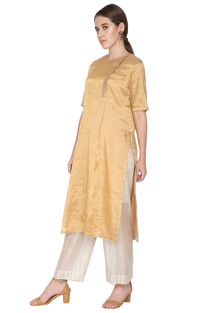 Grey Stripe Tissue Silk Pants by Urvashi Kaur at Pernia's Pop Up Shop
