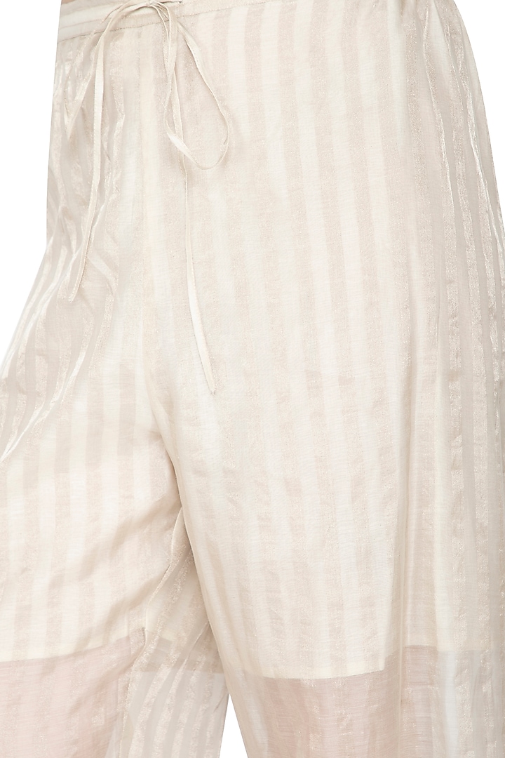 Grey Stripe Tissue Silk Pants by Urvashi Kaur at Pernia's Pop Up Shop