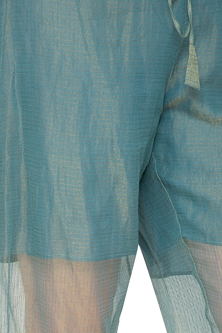 Blue Stripe Tissue Silk Palazzo Pants by Urvashi Kaur at Pernia's Pop Up Shop
