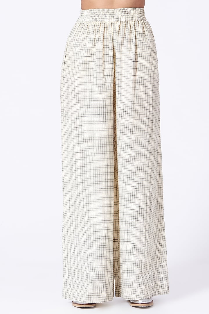 Antique White Checkered Crop Top by Urvashi Kaur at Pernia's Pop Up Shop