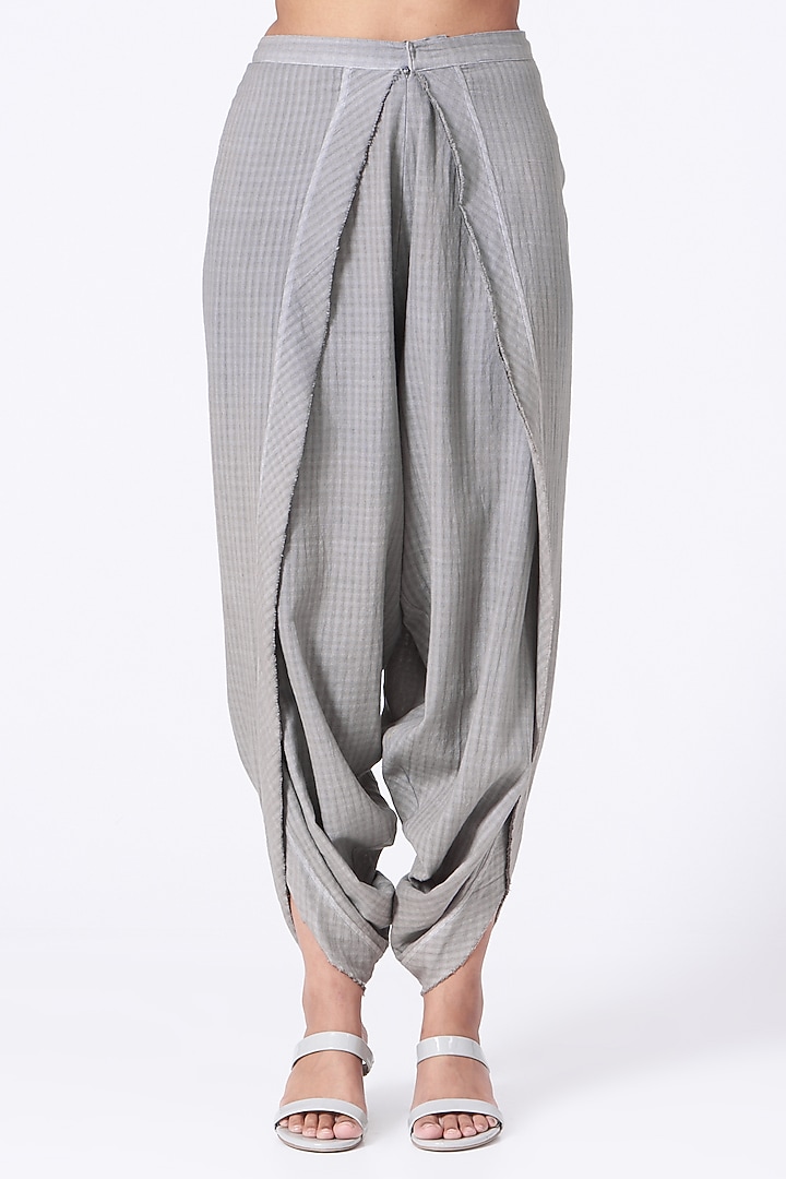 Pearl Grey Crossover Pants by Urvashi Kaur at Pernia's Pop Up Shop