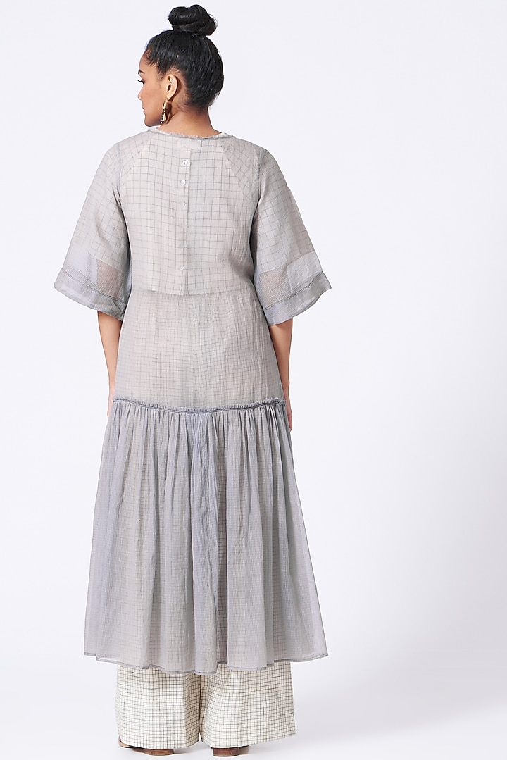 Pearl Grey Hand Block Printed Vacation Dress by Urvashi Kaur at Pernia's Pop Up Shop