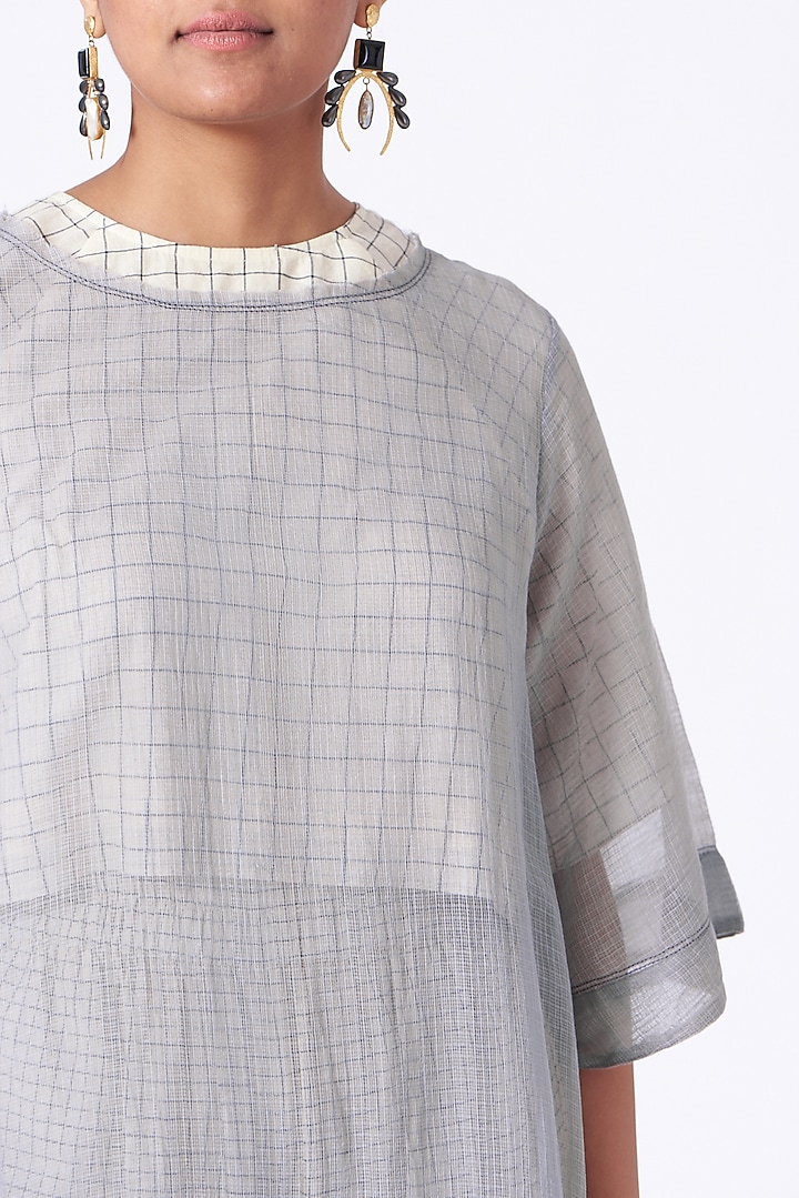 Pearl Grey Hand Block Printed Vacation Dress by Urvashi Kaur at Pernia's Pop Up Shop