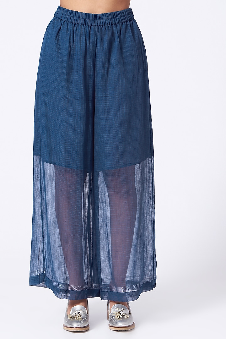Indigo Cotton Printed Top by Urvashi Kaur at Pernia's Pop Up Shop