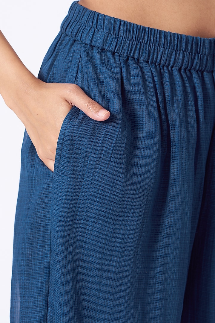 Indigo Cotton Printed Top by Urvashi Kaur at Pernia's Pop Up Shop