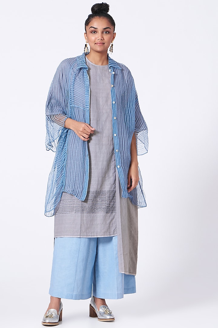 Tranquil Blue Oversized Shirt by Urvashi Kaur at Pernia's Pop Up Shop